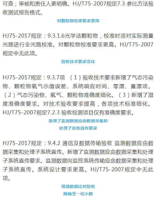 煙氣（so2，nox，顆粒物）排放連續(xù)監(jiān)測技術(shù)規(guī)范 HJ75-2017與HJ/T75-2007標(biāo)準(zhǔn)究竟有何不同